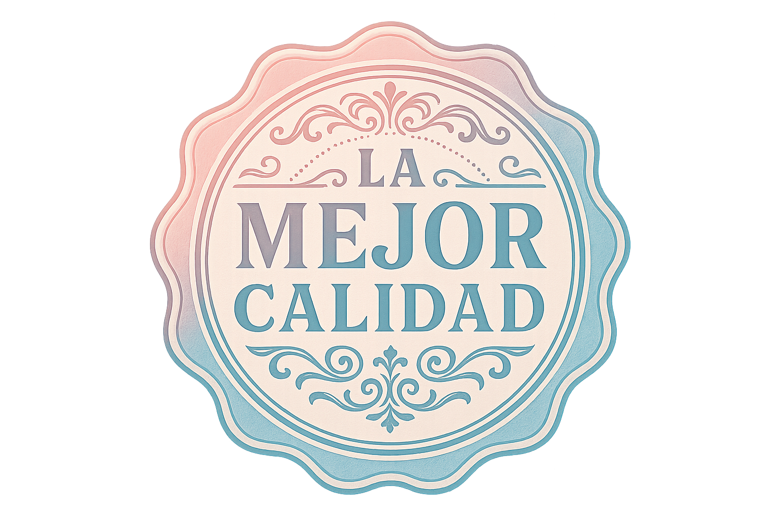 CREA UN SELLO EN ROSA Y CELESTE QUE DIGA LA MEJOR CALIDAD